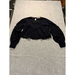 Abercrombie & Fitch Black Lace Peasant Crop Top